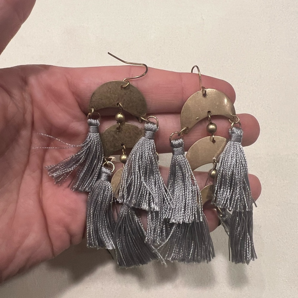 Elegant Gold and Silver Tassel Earrings